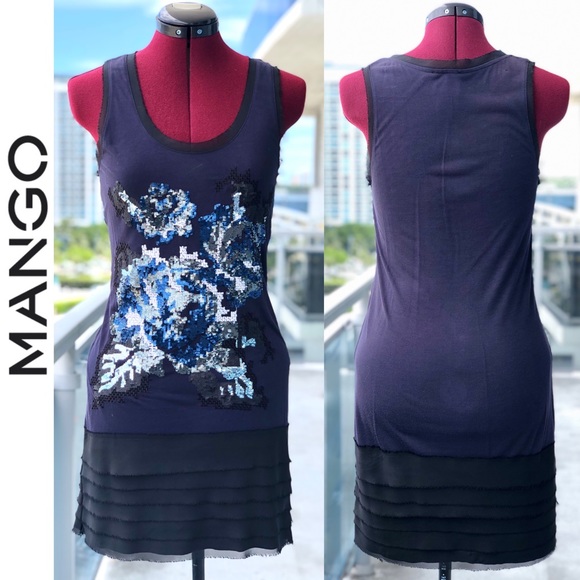 Mango Floral Sequin Appliqué Tank Dress - Picture 9 of 15